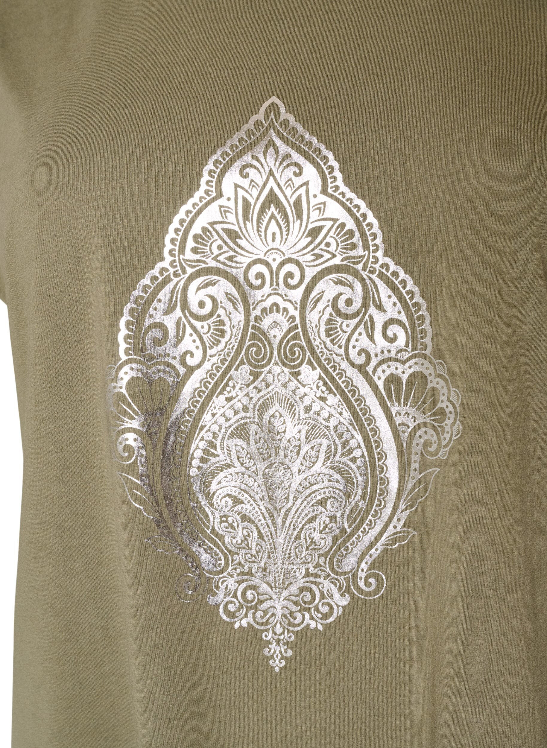 ZizziT-shirt med dekorativt frontprint, Gr&oslash;n, Packshot image number 2