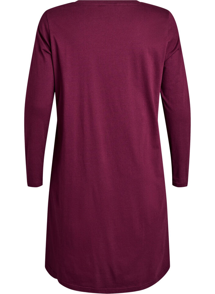 Lang&aelig;rmet natkjole i &oslash;kologisk bomuld, R&oslash;d, Packshot image number 1