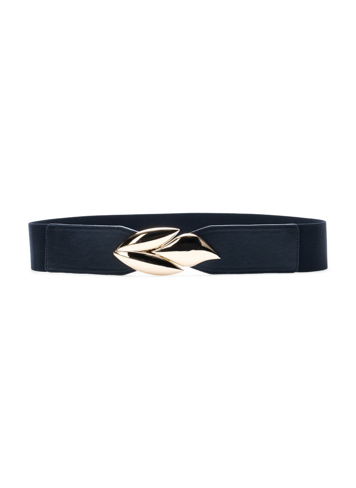 Elastisk taljebælte med guldfarvet spænde, Black w. Gold Buckle, Packshot image number 0