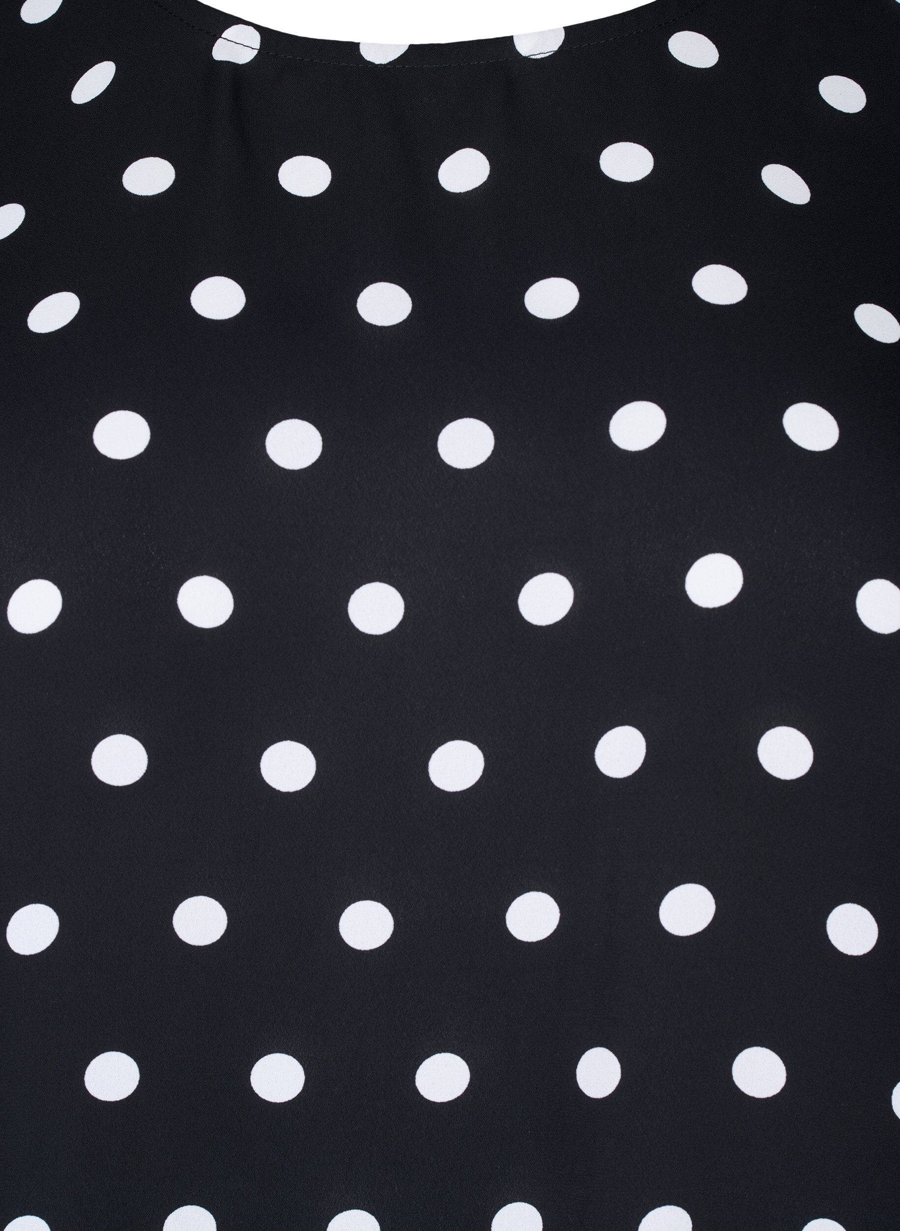 Zizzi Prikket bluse med korte &aelig;rmer, Black W. White Dot, Packshot image number 2