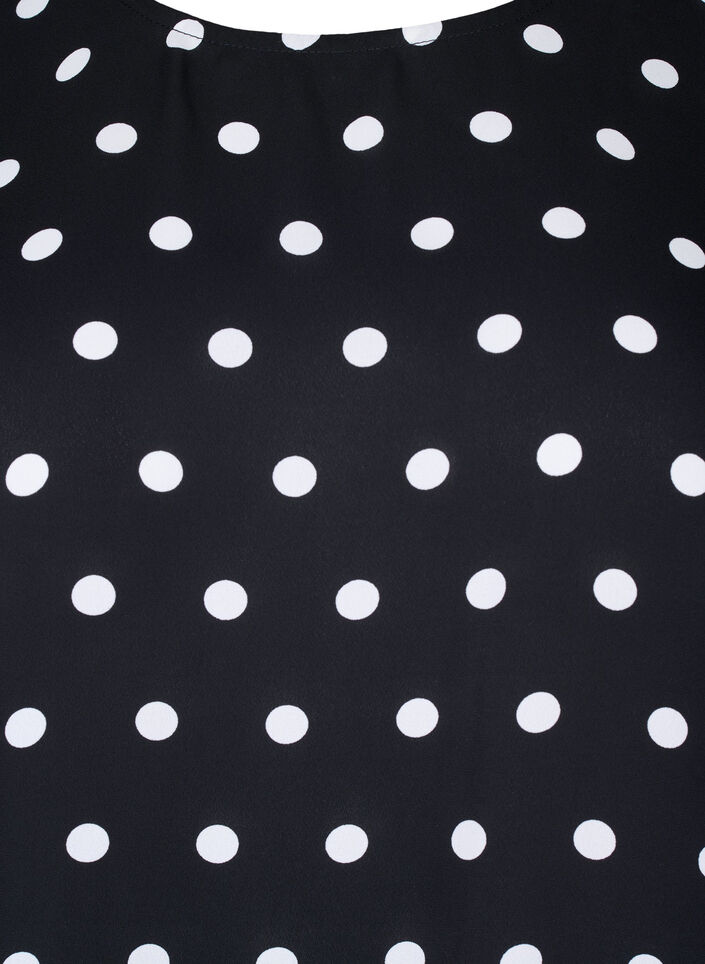 Prikket bluse med korte ærmer, Black W. White Dot, Packshot image number 2
