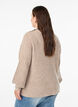 Ribstrikket sweater med ballonærmer og knapper, Beige, Model image number 2