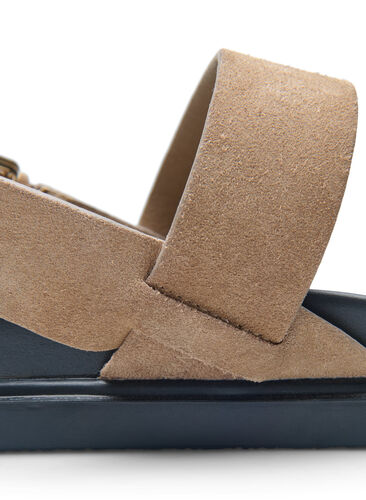 Wide fit sandal i ruskind, Brown, Model image number 0