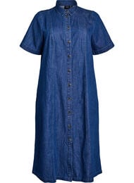 Midilang skjortekjole i denim, Bl&aring;
