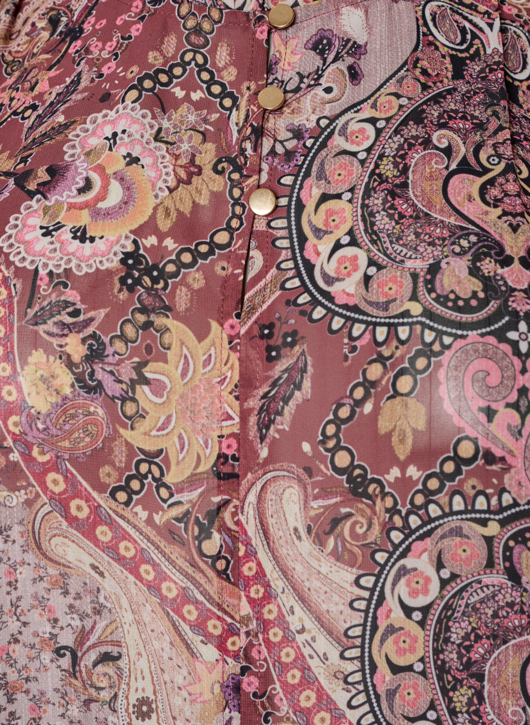 ZizziBluse med paisleyprint og fl&aelig;sedetaljer, Lilla, Packshot image number 2