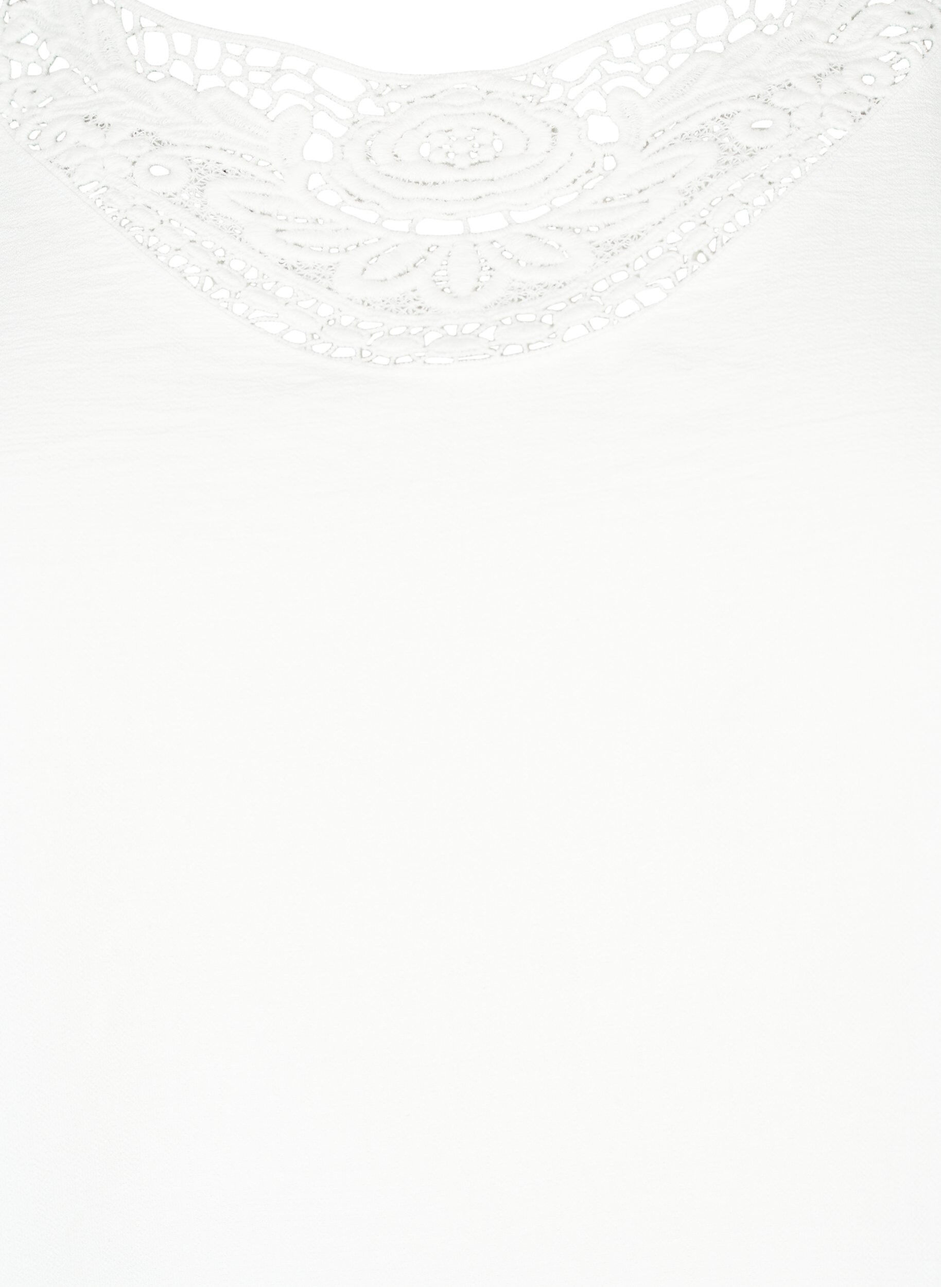 Zizzi Bluse i viskose med crochet detalje, Bright White, Packshot image number 2