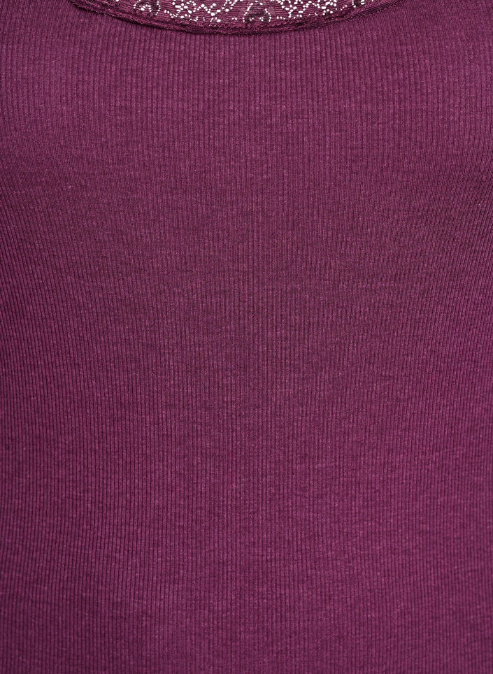 Top med blondekant, Mørk Bordeaux, Packshot image number 2