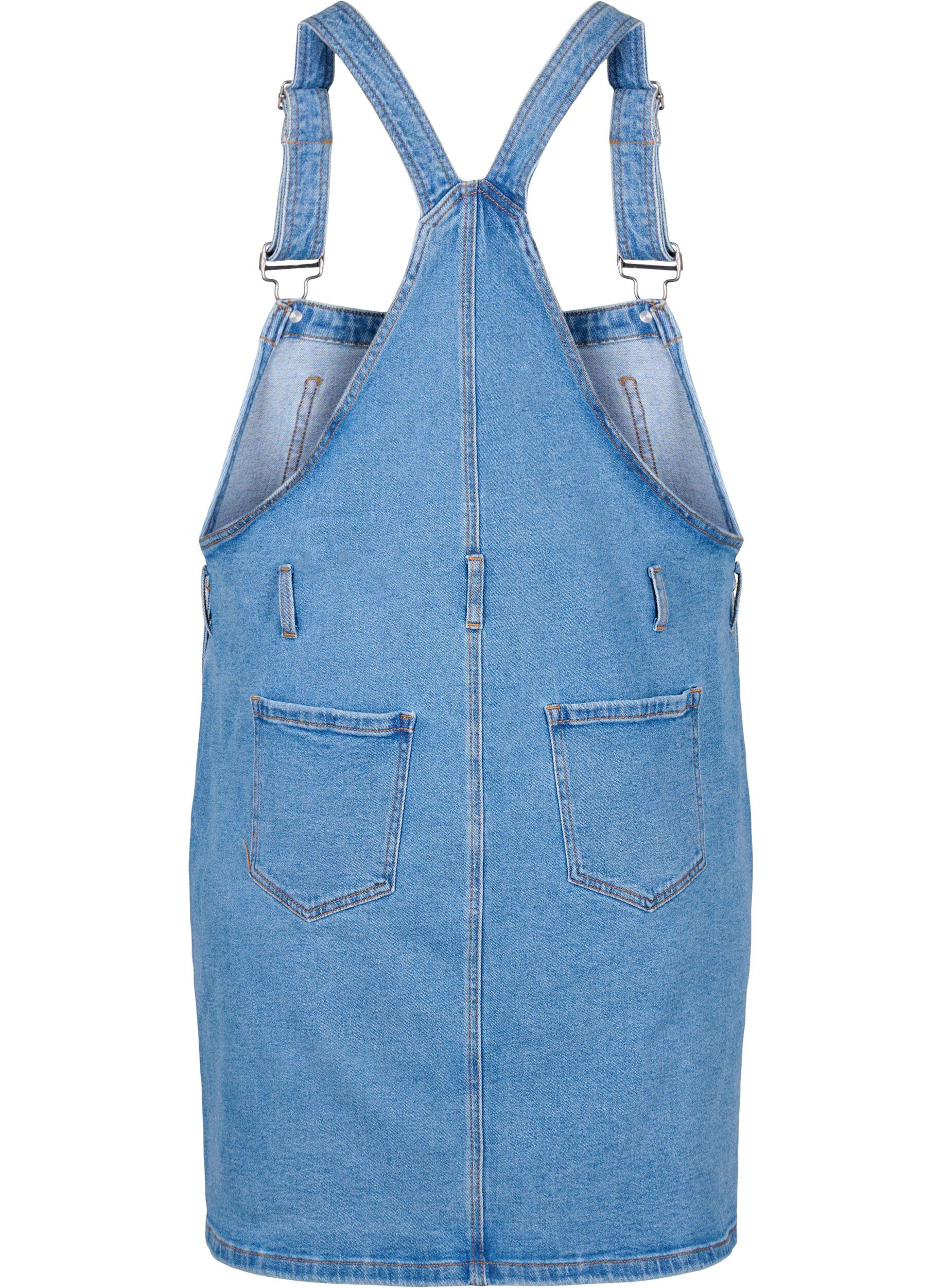 Zizzi Overalls kjole i denim, Bl&aring;, Packshot image number 1