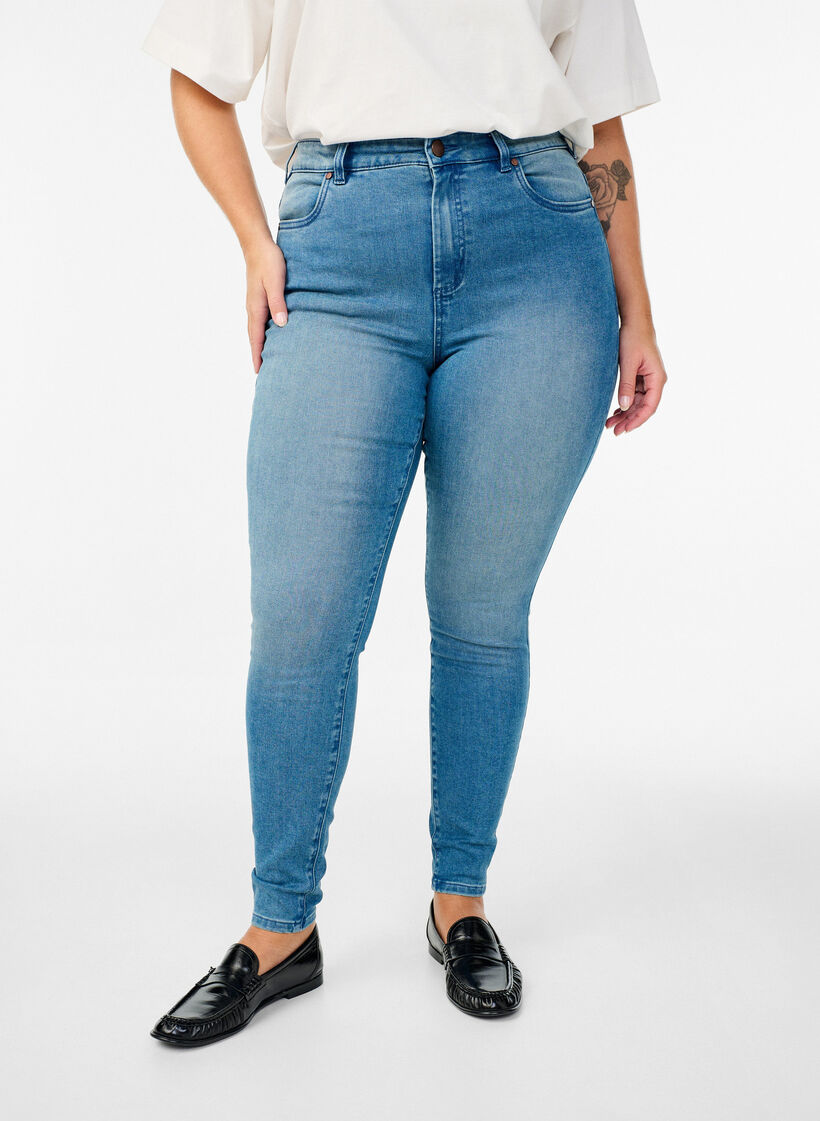 Super slim Amy jeans med h&oslash;j talje, Bl&aring;, Model image number 2