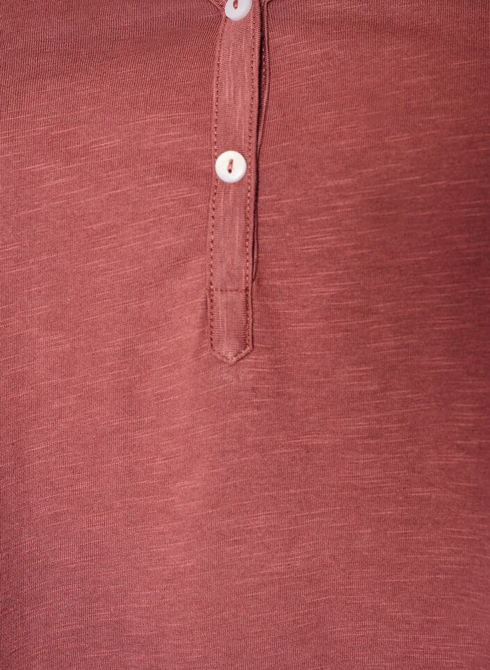 T-shirt med knapdetalje, Brun, Packshot image number 2