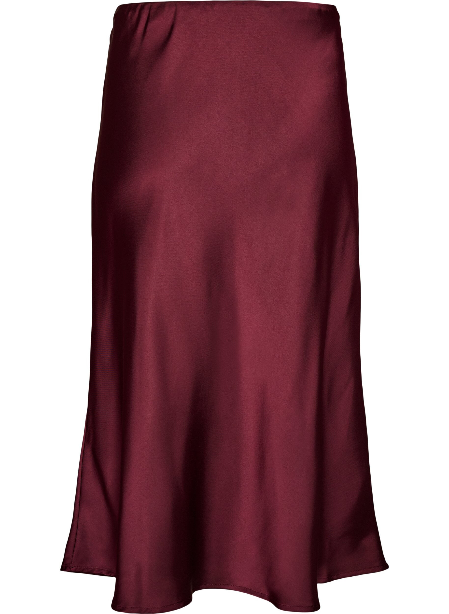 ZizziSatin midi-nederdel, R&oslash;d, Packshot image number 1
