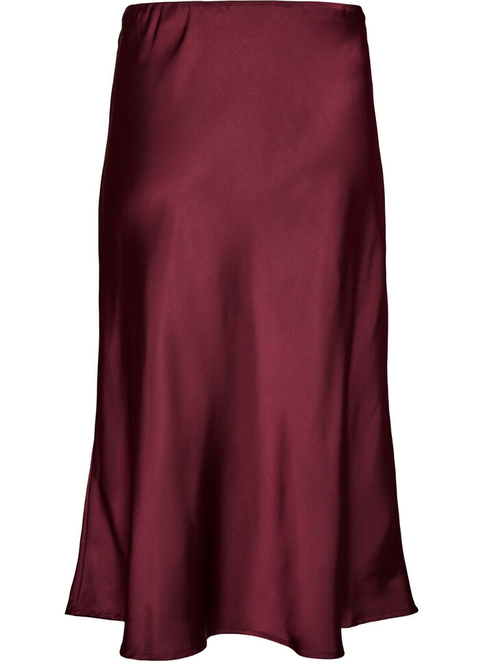 Satin midi-nederdel, R&oslash;d, Packshot image number 1