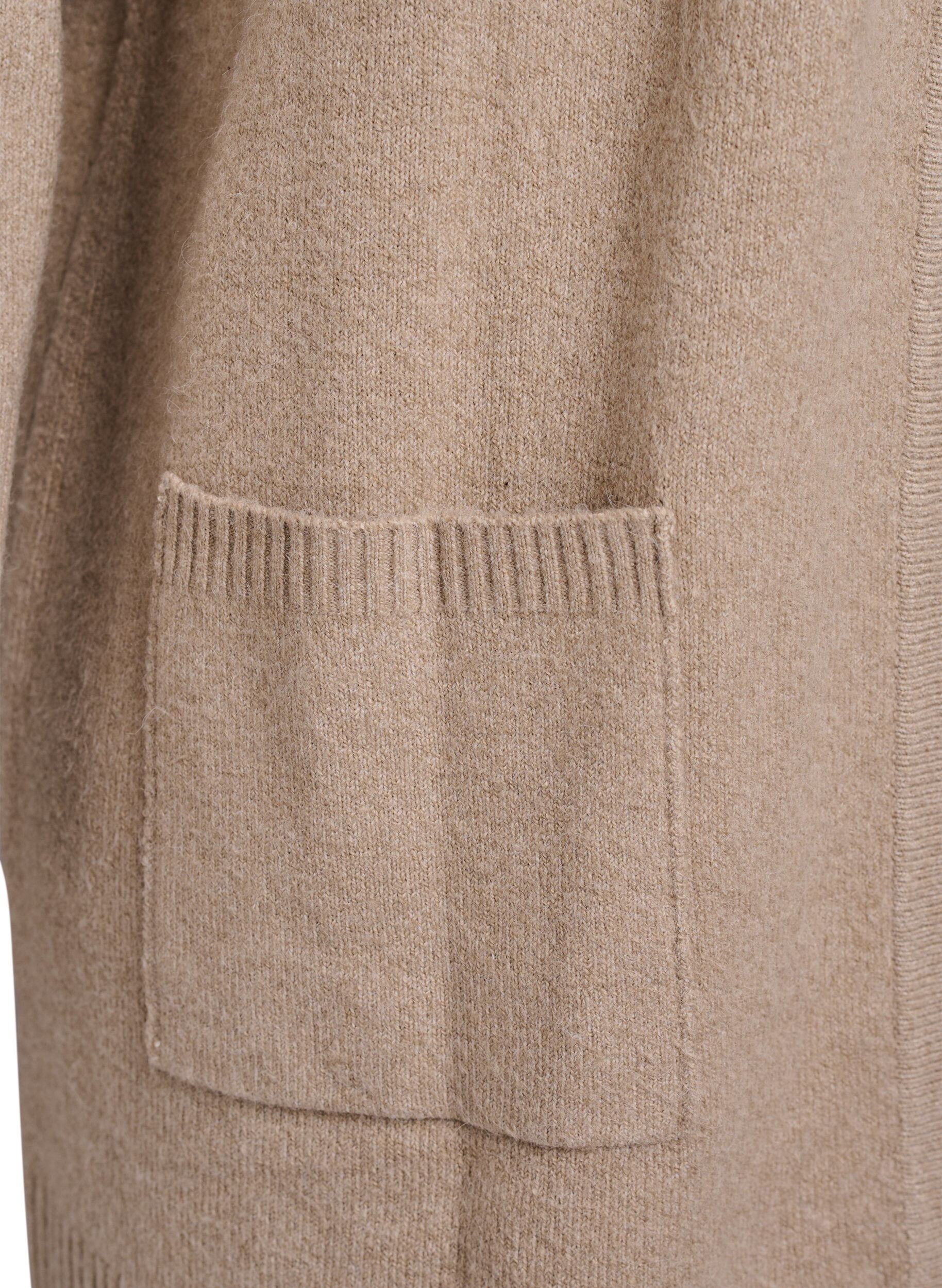 Zizzi Meleret strik cardigan med lommer, Beige, Packshot image number 3