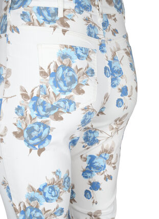 Amy capri jeans med blomsterprint og høj talje, White B.AOP, Packshot image number 3