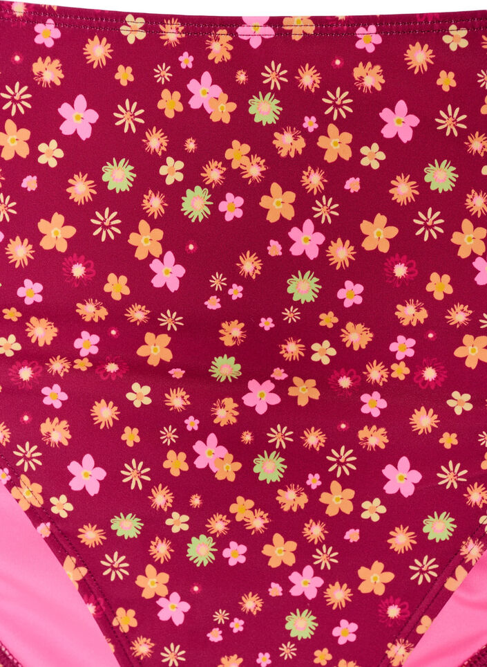 Tai-bikinitrusse med bindeb&aring;nd og blomsterprint, R&oslash;d, Packshot image number 2