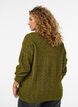 Strikbluse med kabelstrik og V-udsk&aelig;ring, Gr&oslash;n, Model image number 2