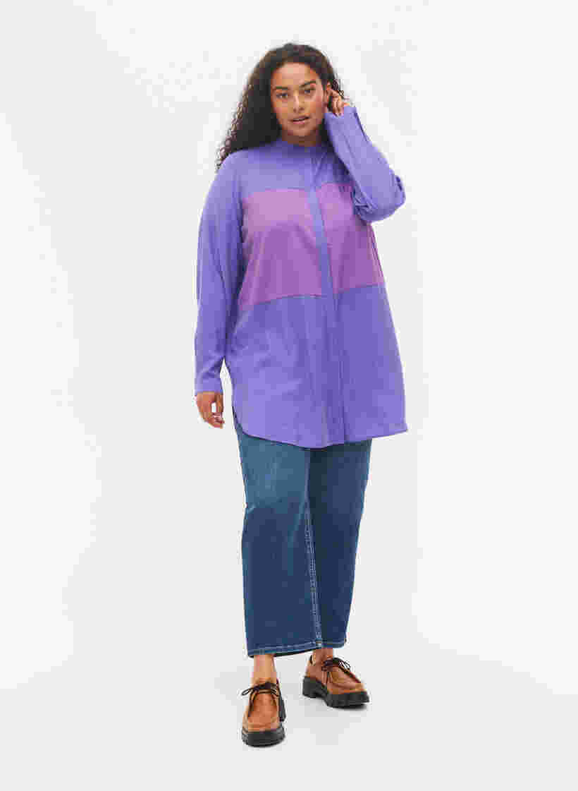 Lang skjorte med color-block , Purple Block, Model image number 2