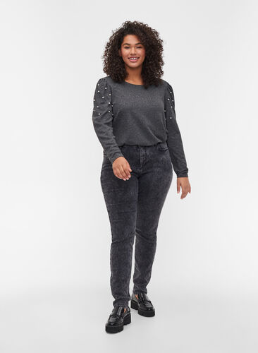 Amy jeans med høj talje, Grey Denim, Model image number 0