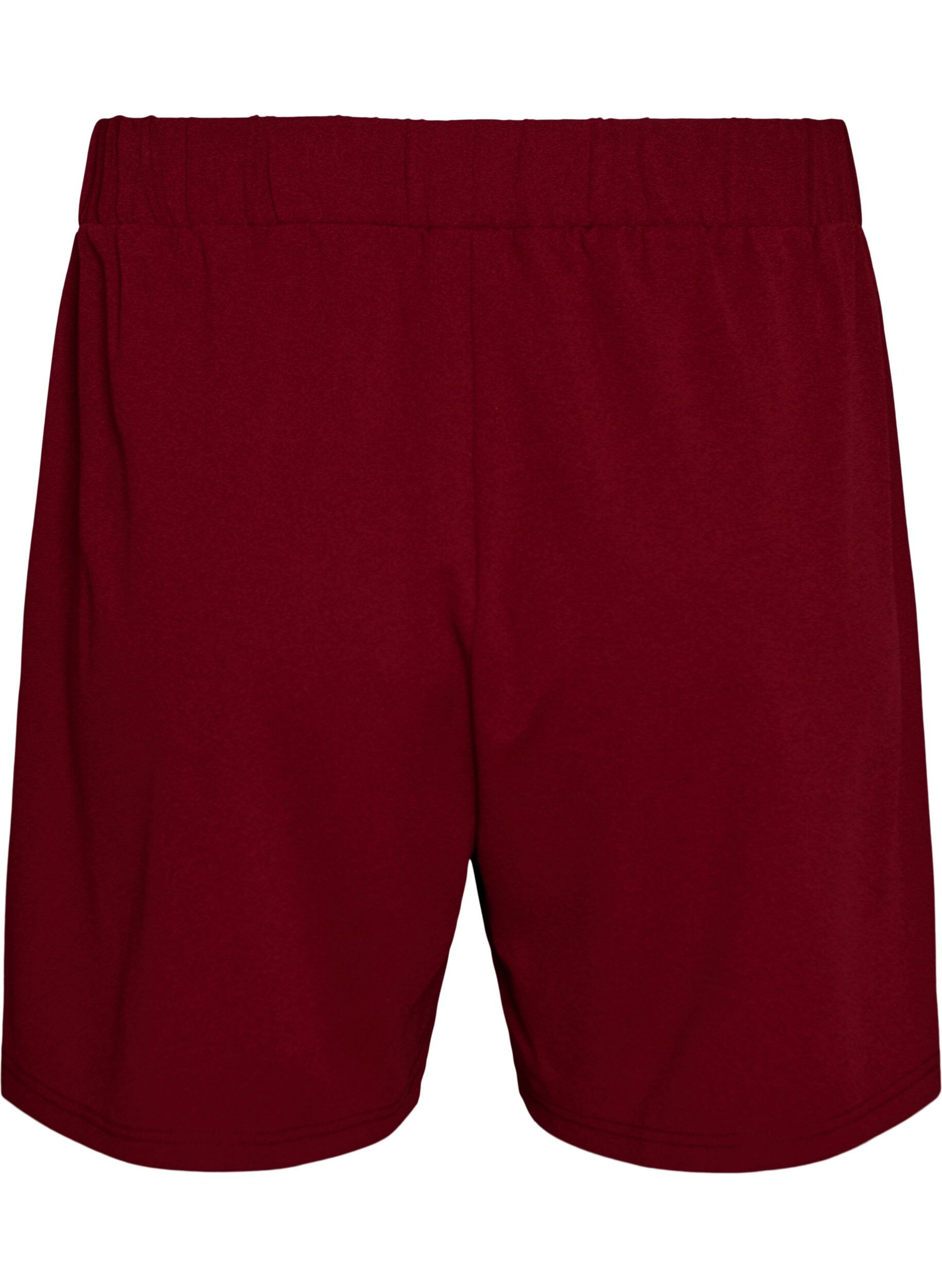 Zizzi L&oslash;se shorts med lommer, M&oslash;rk Bordeaux, Packshot image number 1