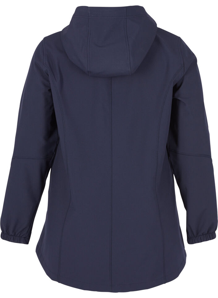 Kort softshell jakke med hætte, Night Sky, Packshot image number 1