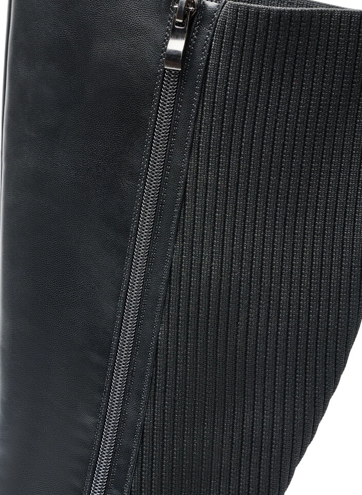 H&oslash;j st&oslash;vle med elastik og lynl&aring;s, Sort, Packshot image number 4