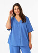 Skjortebluse med v-hals og korte &aelig;rmer, Bl&aring;, Model image number 0