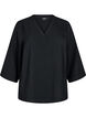 Bluse med 3/4 &aelig;rmer, Sort, Packshot image number 0