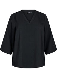 Bluse med 3/4 &aelig;rmer, Sort