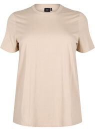 Basis t-shirt i bomuld med rund hals, Beige