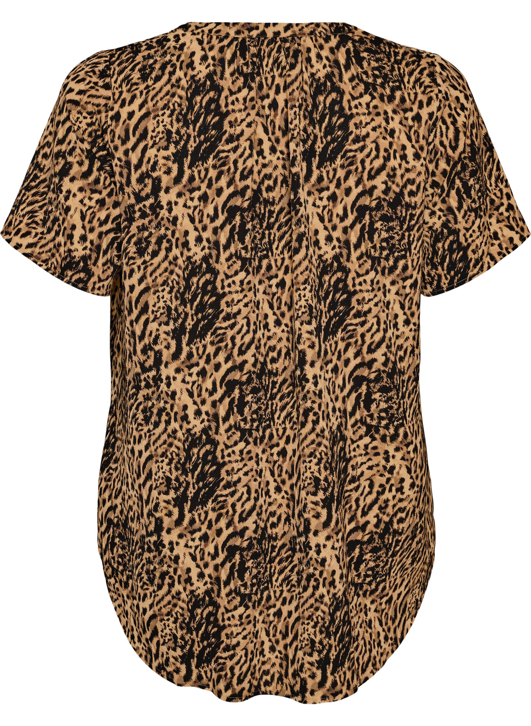 ZizziBluse med korte &aelig;rmer og v-udsk&aelig;ring , Brun, Packshot image number 1