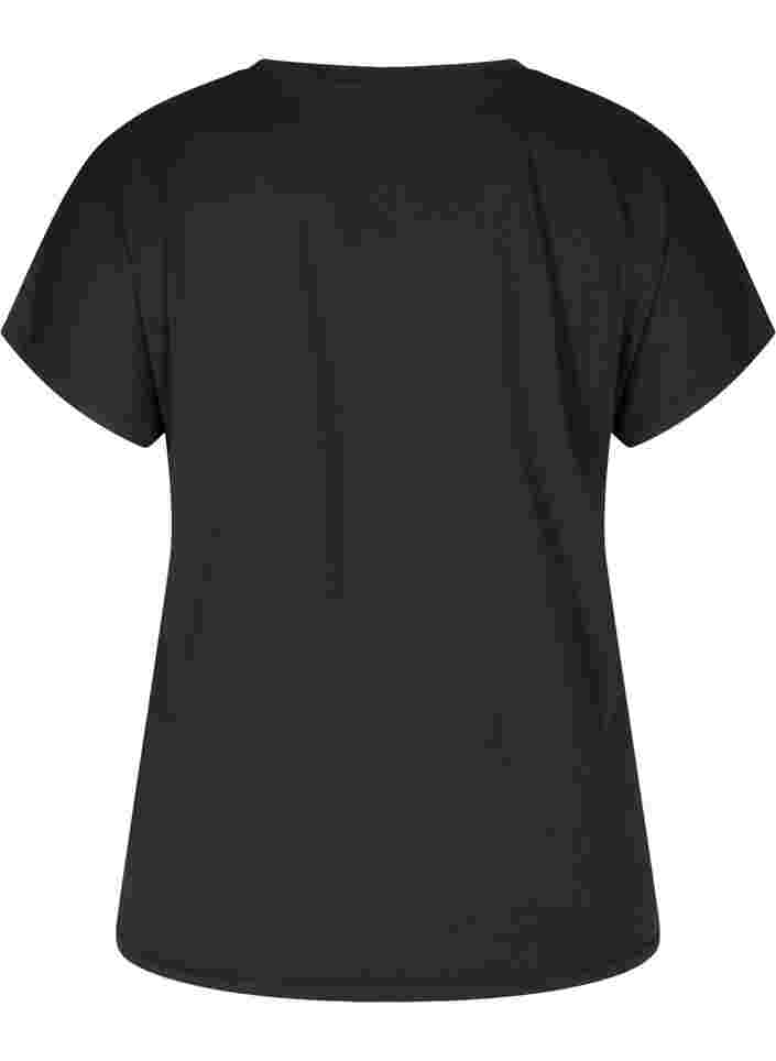 Kortærmet trænings t-shirt med v-udskæring, Black, Packshot image number 1