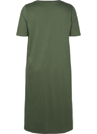 T-shirt kjole i bomuld med slids, Thyme, Packshot image number 1