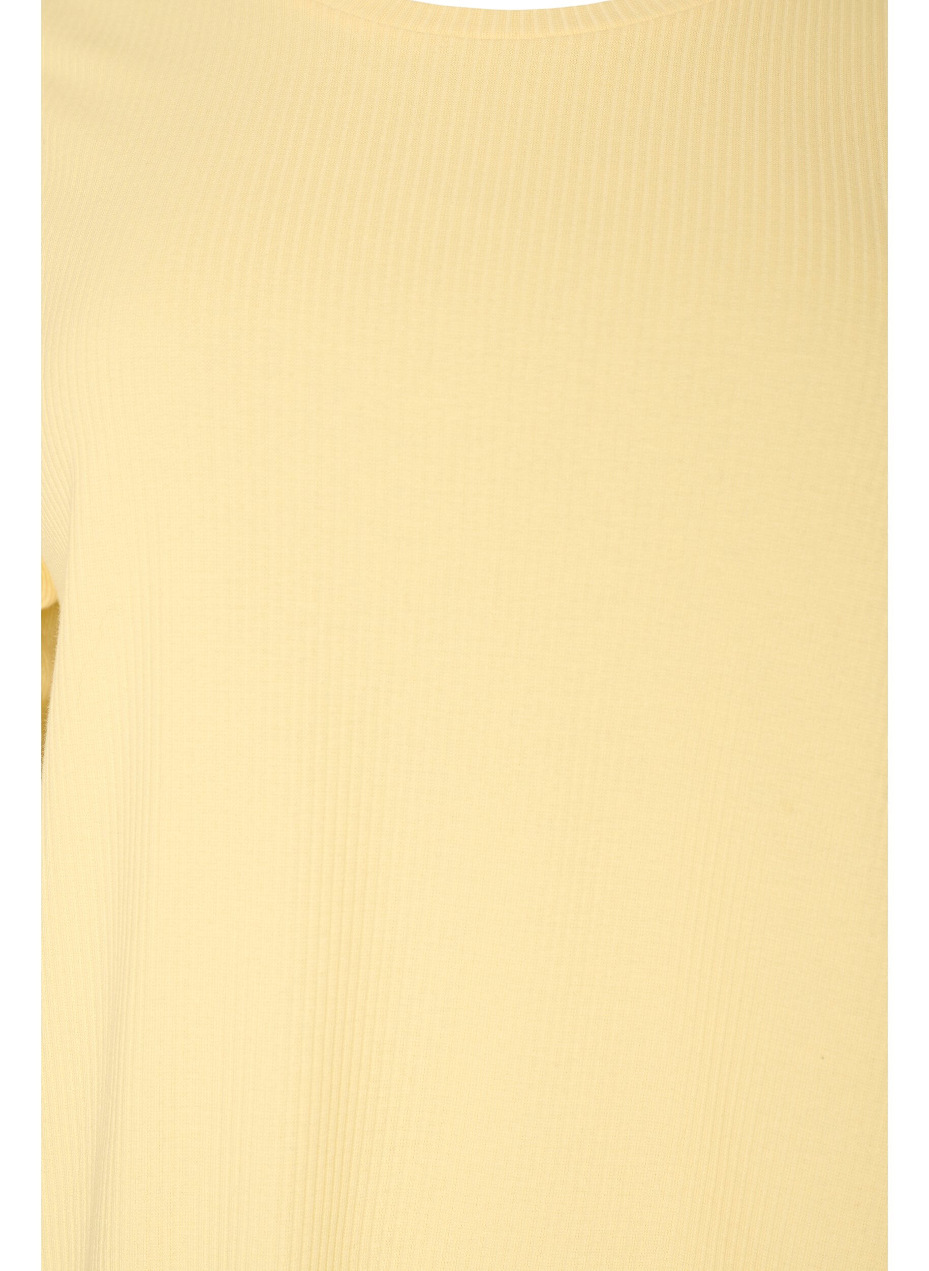 ZizziRibbet jerseybluse med korte &aelig;rmer, Gul, Packshot image number 2