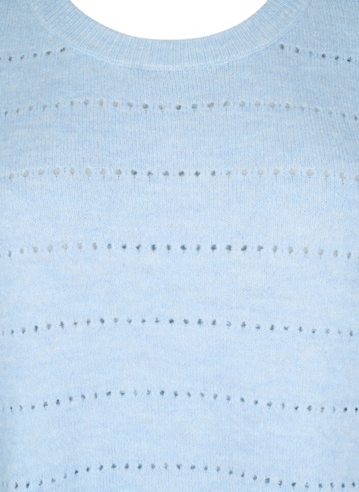 Strikkjole med slids og hulmønster, Cashmere Blue Mel., Packshot image number 2