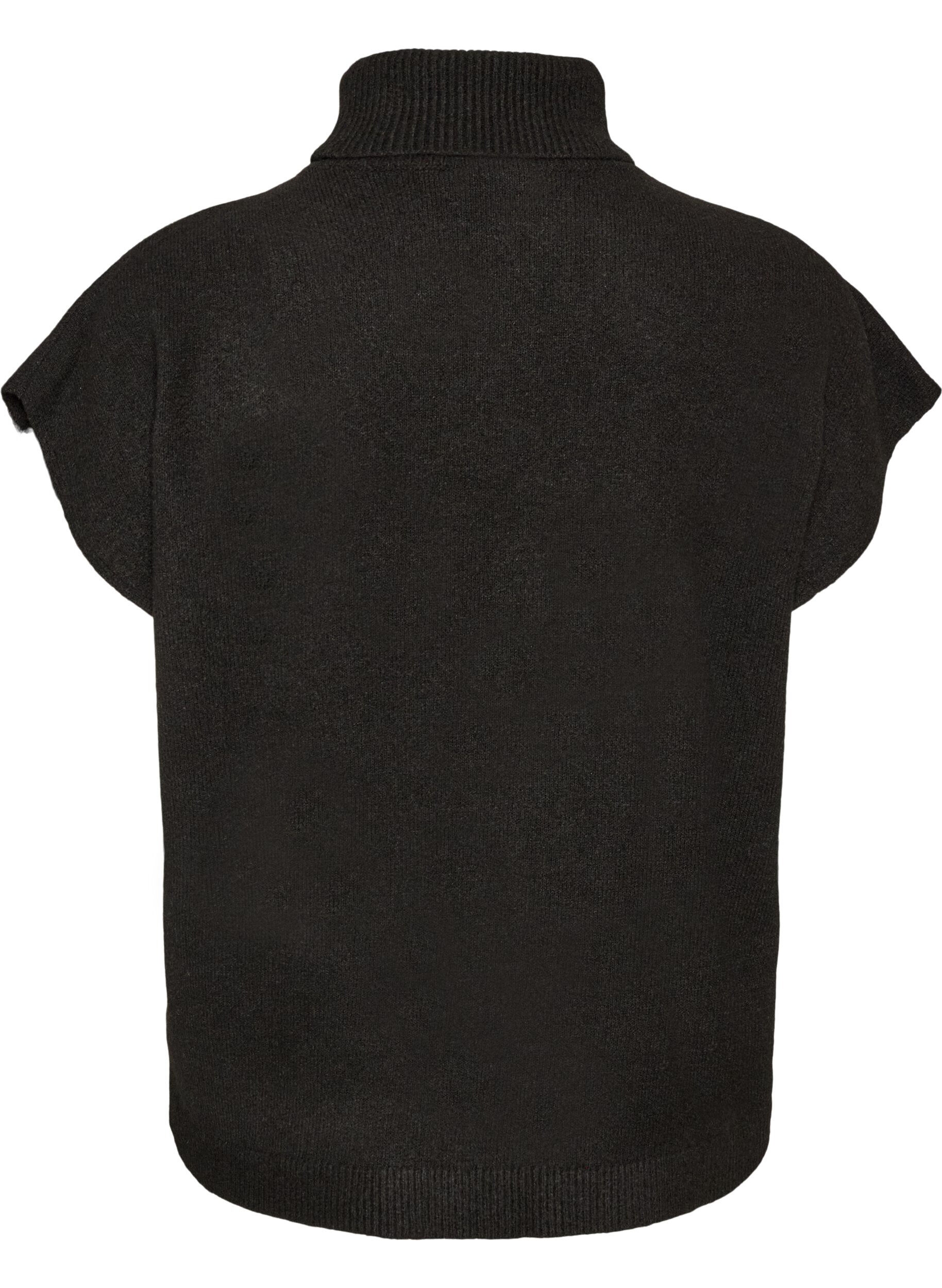 ZizziStrikvest med rullekrave, Sort, Packshot image number 1