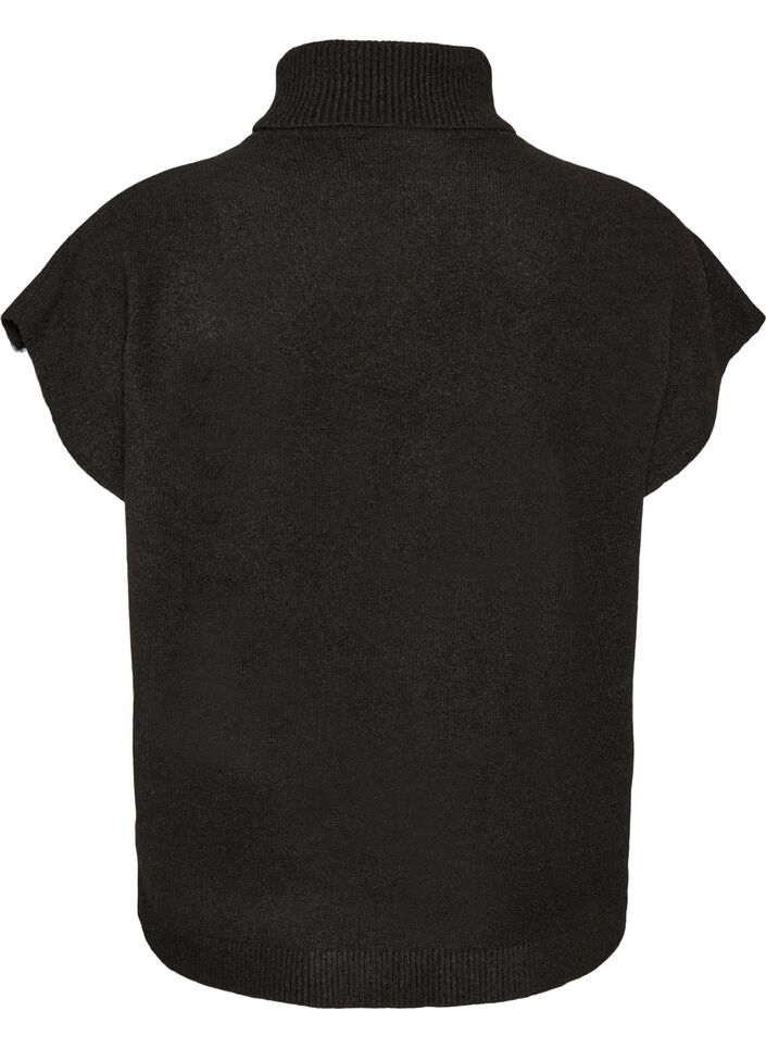 Strikvest med rullekrave, Sort, Packshot image number 1