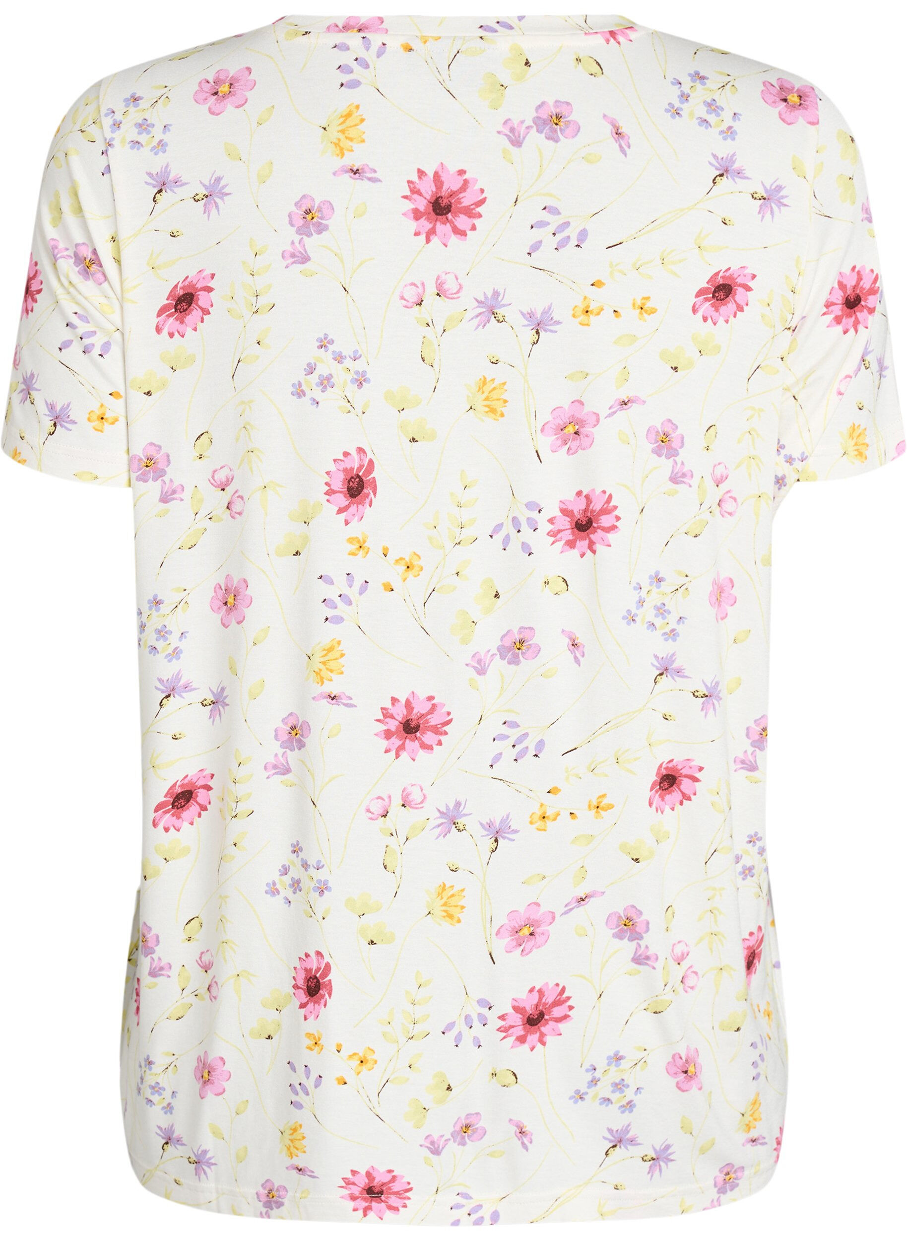 ZizziT-shirt med blomsterprint, Hvid, Packshot image number 1