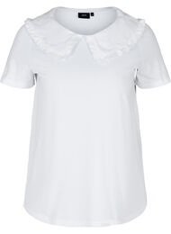 T-shirt med krave i økologisk bomuld, Bright White