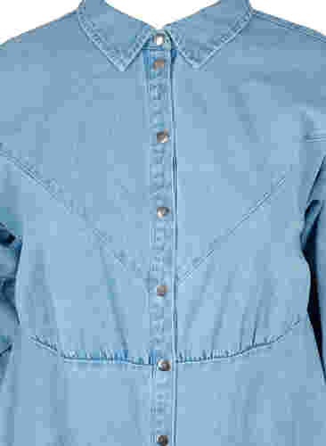 Denimkjole med knapper og lange ærmer, Light blue denim, Packshot image number 2