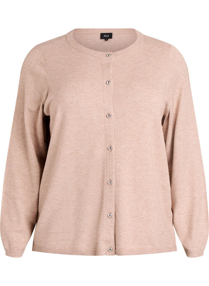 Cardigan med runde knapper, Beige, Packshot image number 0
