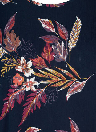 Kortærmet viskose bluse med blomsterprint, Indian Summer Flower, Packshot image number 2