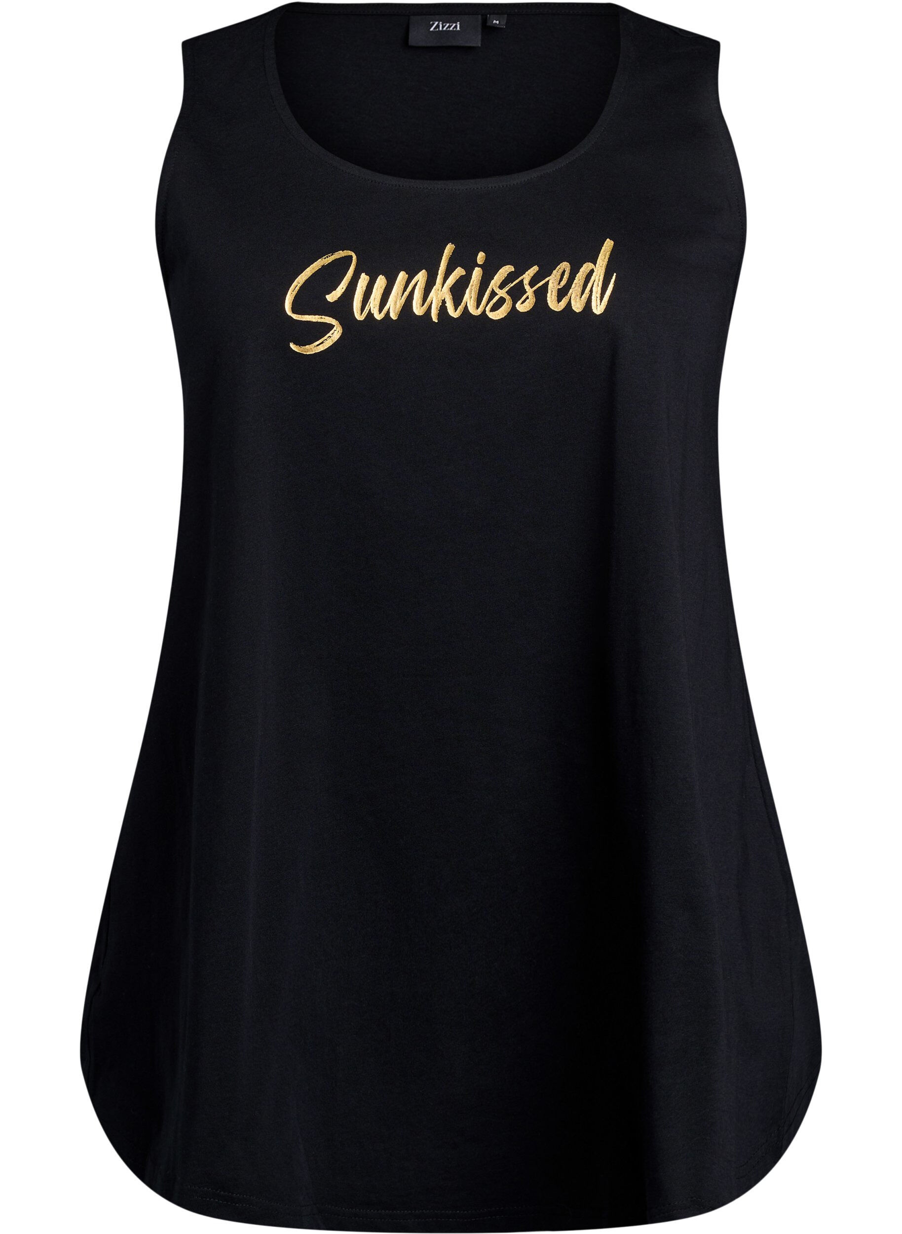 Zizzi Bomuldstop med a-form, Sort, Packshot image number 0