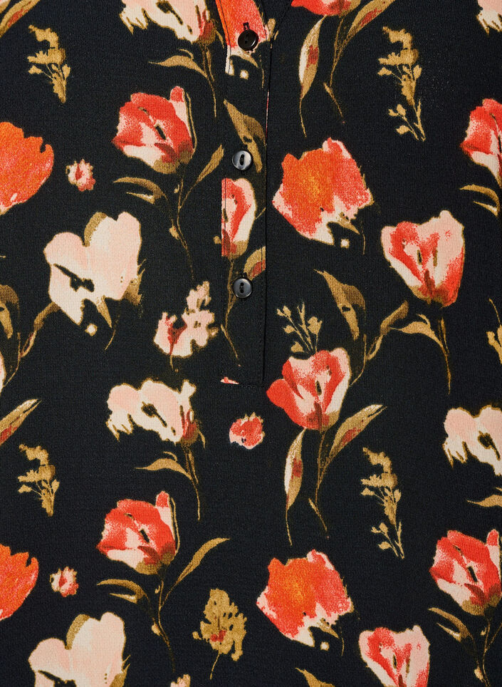 Bluse med korte &aelig;rmer og v-udsk&aelig;ring , Sort, Packshot image number 2