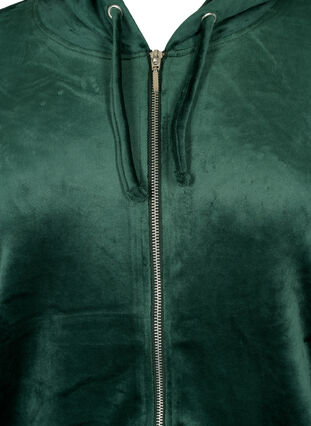 Velour cardigan med lynlås og hætte, Scarab, Packshot image number 2