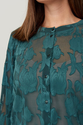 Transparent skjorte med mønster, Darkest Spruce, Model image number 2