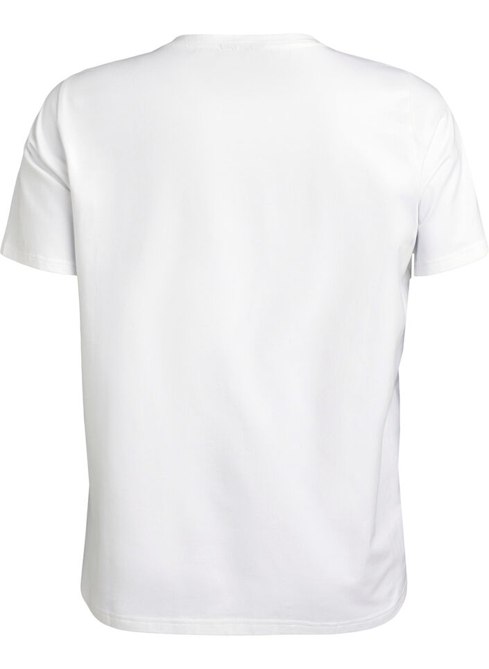 T-shirt i økologisk bomuld med blomstermotiv, B. White w. EMB, Packshot image number 1