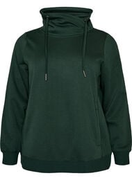 Sweatshirt med h&oslash;j krave og lommer, Gr&oslash;n