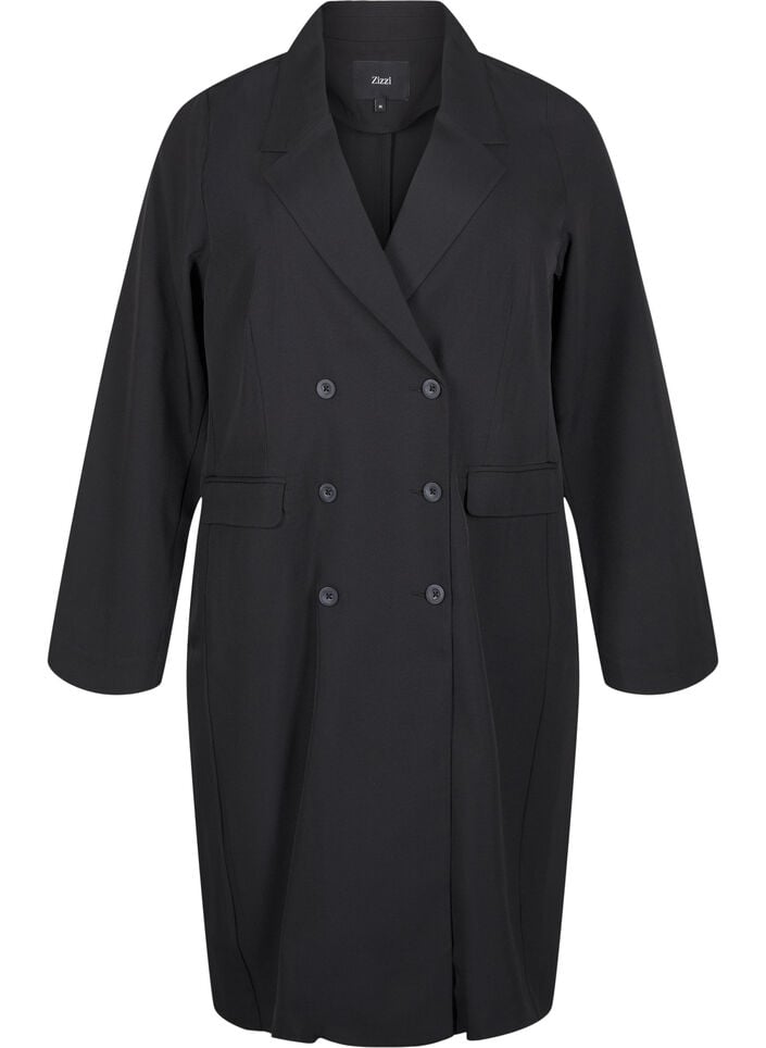 Blazerkjole med dobbeltradet knapper, Black, Packshot image number 0