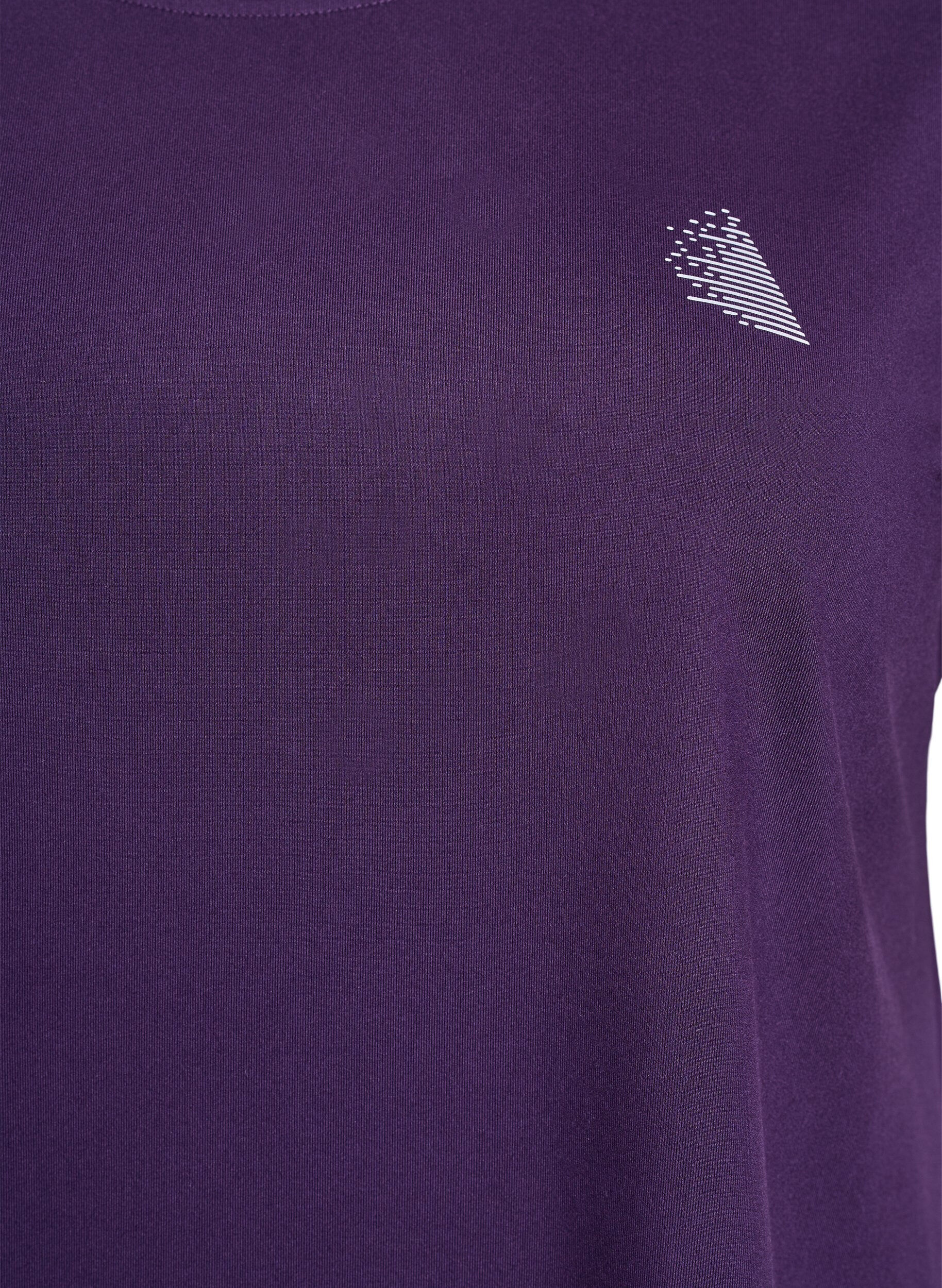 ZizziEnsfarvet tr&aelig;nings t-shirt, Lilla, Packshot image number 2