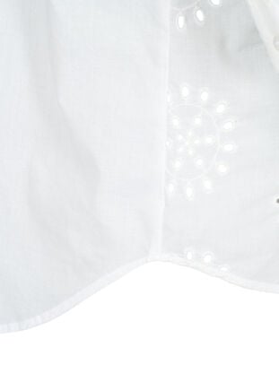 Skjortebluse med broderi anglaise og 3/4 ærmer, Bright White, Packshot image number 3